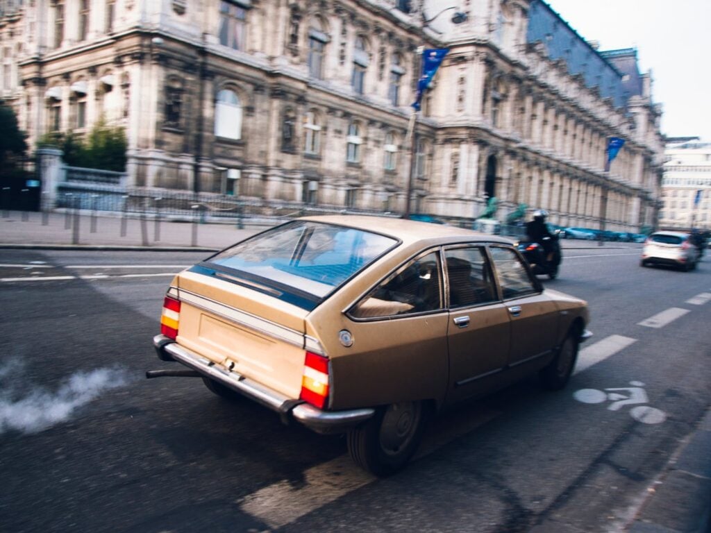 Old French car on Paris streets