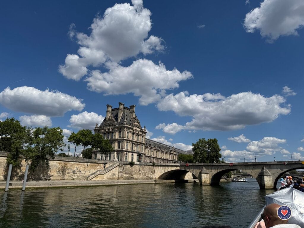 View of the Louvre from a Seine River Cruise in Paris
