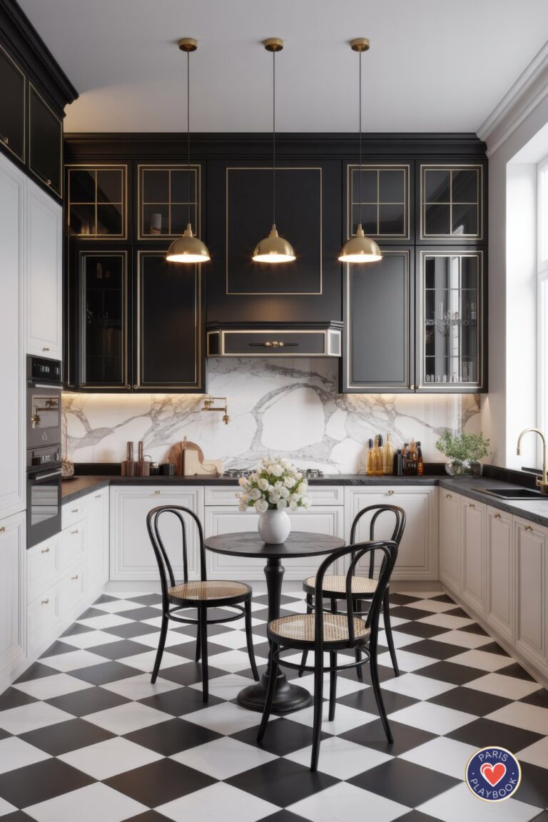 36+ Paris Kitchen Ideas: Checkered Floors, Bistro Chairs and More